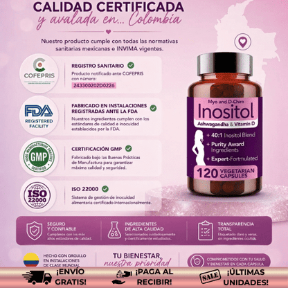 Inositol® | Suplemento que apoya la fertilidad natural, con Ashwagandha & Vitamina D