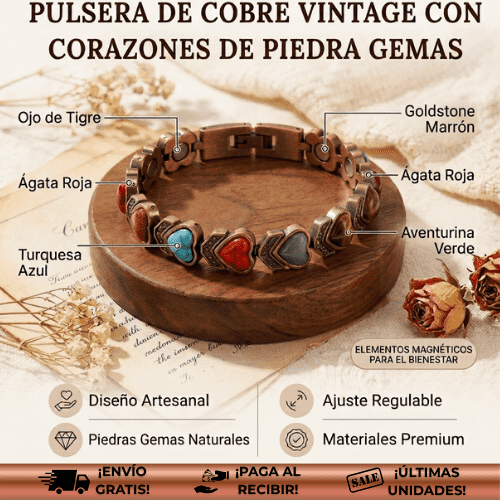Serenis™ | Pulsera de cobre de corazones con imanes para bienestar