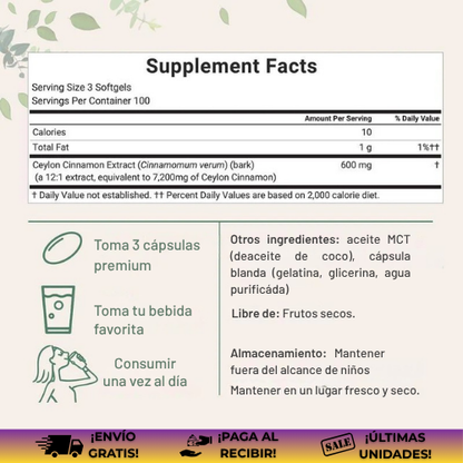Canela de Ceilán® | Suplemento reductor del nivel de azúcar en la sangre
